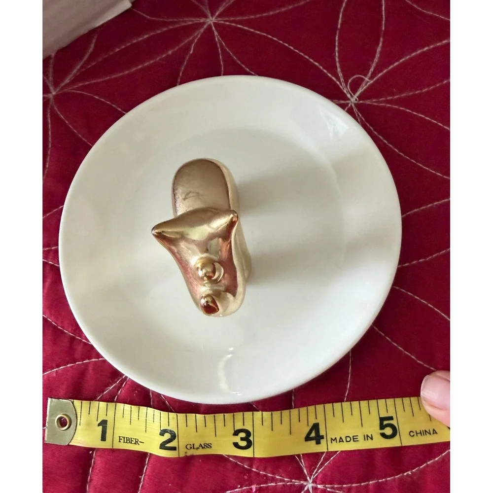 Isaac Mizrahi Gold Rhinoceros Ceramic Jewelry Trinket Dish Ring Holder CR71-RH-G
